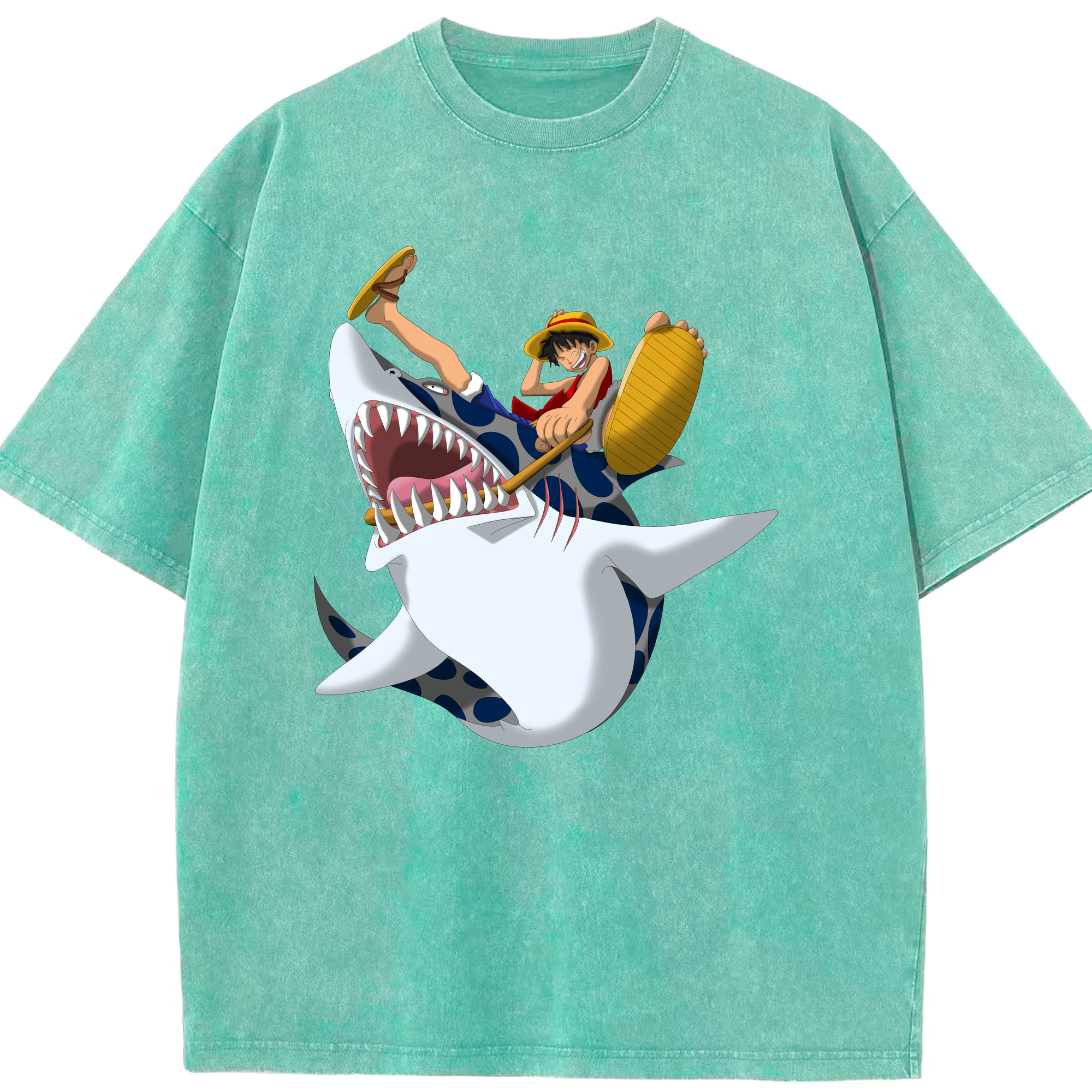 ワンピース モンキー・D・ルフィ ONE PIECE Monkey D. Luffy 綿100% ヴィンテージ風 半袖Tシャツ（フロントプリント）